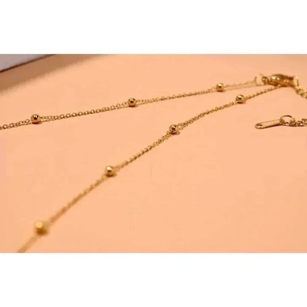 Crystal Beaded Gold Initial Necklace - Stainless Steel -Heart - Handmade - Picture 3 of 4